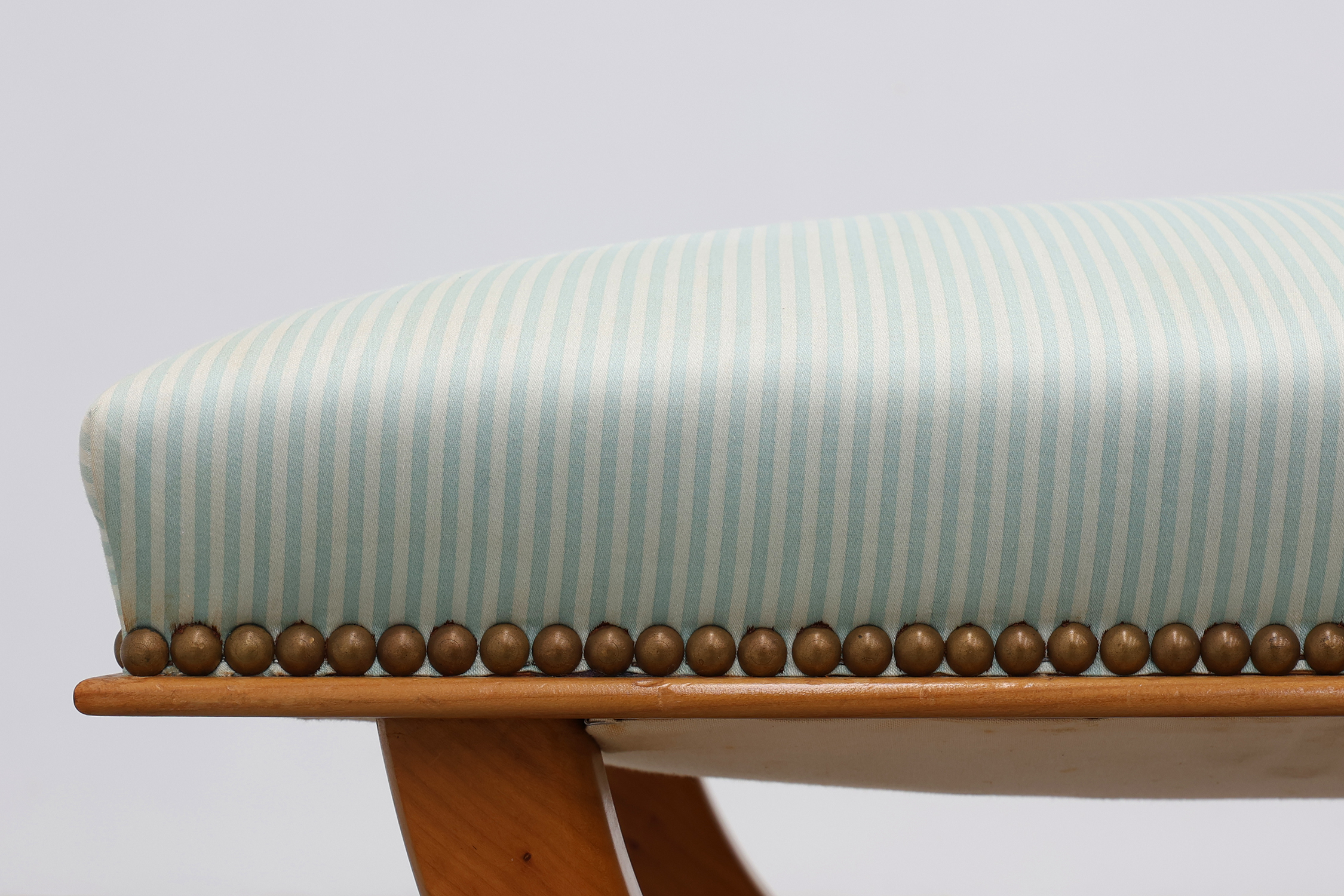 Empire style curule stool with striped upholstery, France, 20th centurythumbnail